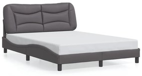 3207998 vidaXL Cadru de pat cu tăblie, gri, 140x190 cm, piele ecologică