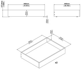 Sertare sub pat albe 2 buc. 90x190/140x190 cm Naia – Tvilum