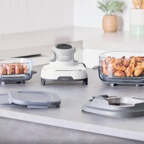 Friteuza cu aer cald 4in1 Ninja CRISPi FN102EU, 1700 W, 3,8 + 1,4 l, 70-185°C, TempWare, Placi ceramice, Fara PFAS, Design portabil, Alb