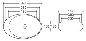 Lavoar pe blat alb lucios 66 cm, oval, Fluminia Egg Maxi