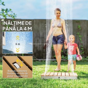 Outsunny Duș Portabil: aluminiu, 4m rezistent UV/apă, plajă/spa, 70x55 cm, Efect Lemn | Aosom Romania