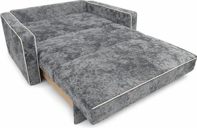 Canapea SAMY NEXT extensibila, 2 locuri, cu lada de depozitare, catifea plusata gri, cadru metalic, 152x100x92 cm Gri, catifea plusata