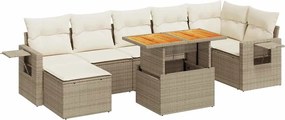 vidaXL Set canapele de grădină, 8 piese, cu perne, bej, poliratan