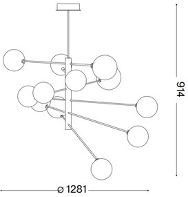 Lustră LED pe tijă Ideal Lux EQUINOXE 12xG4/2W/230V d. 128,1 cm alamă/fumuriu