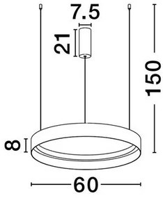 Lustra circulara aluminiu alb LED CCT LUMIA 60cm