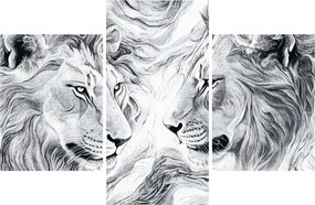 Tablou - Capete de lei desenate (90x60 cm)