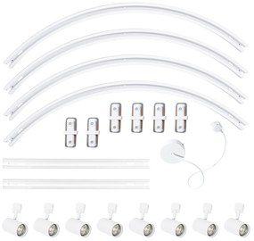 Sistem de iluminat modern pe șină cu 8 spoturi albe monofazate oval 200cm - Iconic Jeana