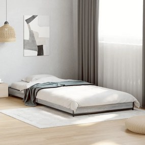 vidaXL Cadru de pat, gri sonoma, 90x200 cm, lemn prelucrat și metal