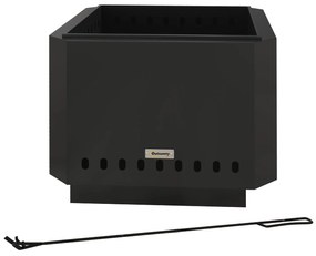 Outsunny Vatră de foc, focar, incl. tijă de manevrat, 48 x 48 x 41 cm, Negru | Aosom Romania