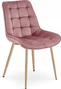 Scaun Bucatarie/Dining Joy Roz Catifea,Picioare Metalice, Finisaj Lemn