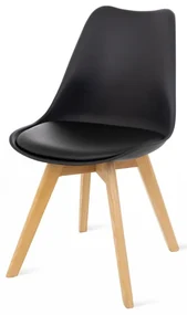 Set 2 scaune cu picioare din lemn de fag Bonami Essentials Retro, negru