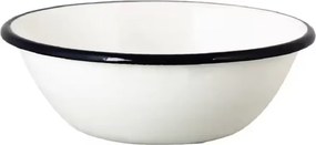 Bol mic vintage din oțel emailat, alb offwhite, Ø16,5×H5,5 cm, 0,6L, „Emil's Enamel"