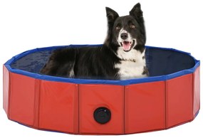 vidaXL Piscină pentru câini pliabilă, roșu, 80 x 20 cm, PVC