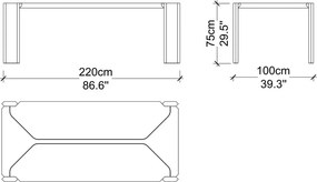 Masă lemn masiv de dining Nova Personalizabilă - 300 cm