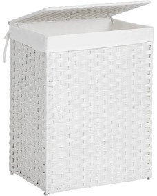 Coș de rufe, suport de rufe țesut manual, 90L, alb