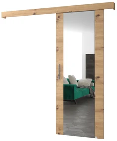 Uși culisante 90 cm Sharlene II (stejar artisan + stejar artisan + argintiu) (cu oglindă). 1043627
