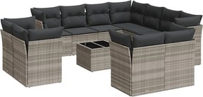 vidaXL Set canapele de grădină cu perne, 12piese gri deschis poliratan