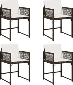 vidaXL Scaune de grădină cu perne, 4 buc., maro, poliratan