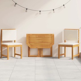 vidaXL Set bistro de grădină cu perne, 3 piese, lemn masiv de acacia