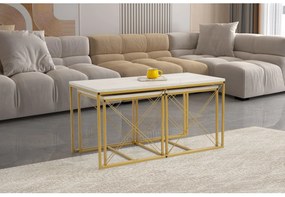 Set 3 măsuțe cafea Defenella (Marmură + Auriu). 1107089
