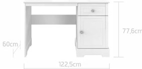 Birou pentru copii Marylou alb L122,5 cm
