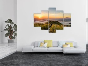 Tablou cu munți în apus de soare (150x105 cm)