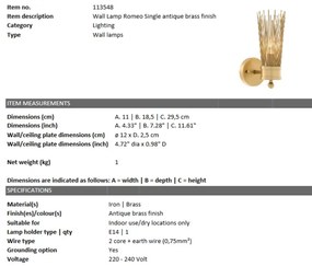 Aplica de perete design LUX Romeo Single 113548 HZ