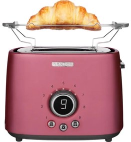 Sencor - Prăjitor de pâine cu 2 fante și suport pentru încălzire, 1000W/230V, roz