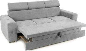 Canapea Extensibilă 3 locuri BELLAGIO, cu tetiere reglabile, 242x95x99 cm, Gri-Deschis-Enjoy