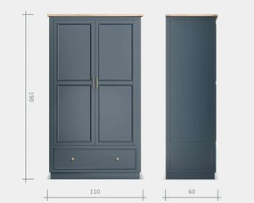 Dulap lemn masiv natur Richmond Albastru/, 110 × 60 × 190 cm
