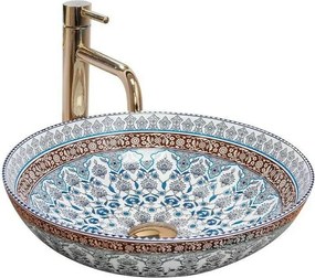 Lavoar pe blat Rea Arte cu motive florale 40 cm albastru/auriu
