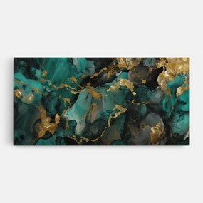 Tablou Canvas, 50x100cm, Dormitor si Living, Abstracte, Marble, Dark Green Golden Marble