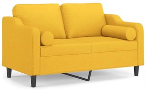 3153020 vidaXL Canapea 2 locuri cu perne&pernuțe galben deschis 120 cm textil