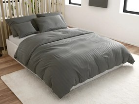 Lenjerie de pat din microfibra hoteliera JASMINE PURE gri - dunga 2 cm, buzunar hotelier Dimensiune lenjerie de pat: 70 x 90 cm | 140 x 200 cm