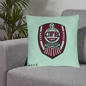 Perna Personalizata CFR Cluj Fotbal Club 1907, 40x40 cm, Verde Menta, Husa Detasabila, Perna Inclusa, BEKZ®