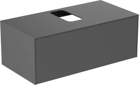 Dulap baza suspendat Ideal Standard Atelier Conca antracit mat 1 sertar si blat cu decupaj central 100 cm
