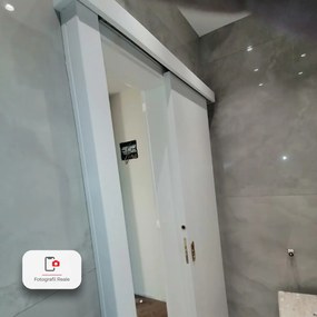 Usa glisanta Porta Decor cu incuietoare si toc porta tunel -Alb Alb, Folie Decor