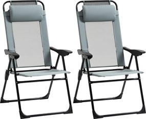 Outsunny Lot de 2 fotolii de grădină set basic de 2 fotolii pliante fotoliu de camping cotier spătar reglabil în 5 poziții | Aosom Romania