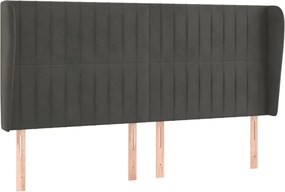 vidaXL Tăblie de pat cu aripioare gri închis 183x23x118/128 cm catifea