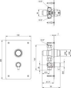 PRESS – Baterie pentru duș cu închidere automată & reglare a temperaturii BBH_048P Finisaj: Cromat 🚿✨