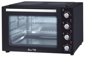 Cuptor electric cu plita ceramica Elite EMO-2511, 4300W, 48 L, 2 plite, 4 incalzitoare, 90-230°C, Timer 30 min, Negru