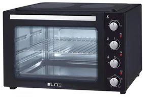 Cuptor electric cu plita ceramica Elite EMO-2511, 4300W, 48 L, 2 plite, 4 incalzitoare, 90-230°C, Timer 30 min, Negru