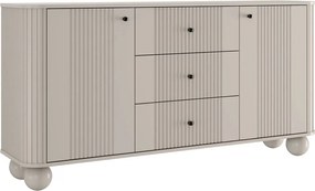 Comodă cu sertare Vesper 160 cm - cașmir / mânere negre / picioare rotunde