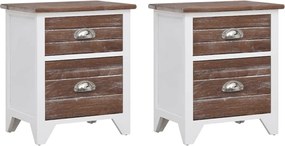 vidaXL Noptieră cu 2 sertare, 2 buc, maro și alb