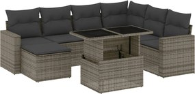 vidaXL Set canapele de grădină cu perne, 8 piese, gri, poliratan