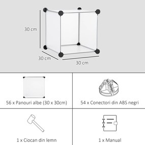 HOMCOM Mobilier Modular pentru Încălțăminte, 16 Cuburi Transparente din Plastic PP și Oțel, 30x30x30cm, Design Versatil | Aosom Romania