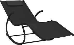 vidaXL Șezlong balansoar, negru, oțel și textilenă