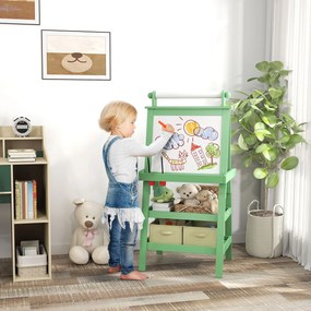 AIYAPLAY Tablă de Desen Dublă Pentru Copii 3-6 Ani, 59x48x118 cm, Verde | Aosom Romania