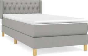 vidaXL Pat box spring cu saltea, gri deschis, 100x200 cm, textil