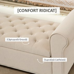 HOMCOM Bancă de Depozitare din Țesătură tip Catifea cu Spațiu Ascuns, Bej | Aosom Romania